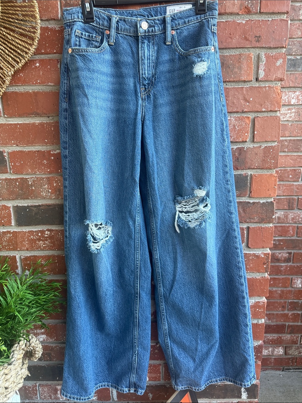 GAP Distressed Wide Leg Jeans